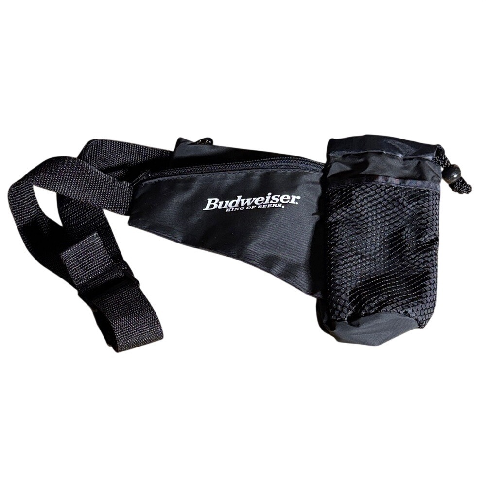 Vintage Budweiser‎ "King of Beers" Black Belt Bag Fanny Pack w/Cup Holder OS